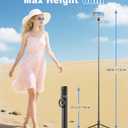 TONEOF 68" Magnetic Selfie Stick Tripod with Aluminum Strong Magnetic Holder for Magsafe, 360 Rotatable Travel Phone Tripod Stand with Metal Ring & Rechargeable Remote for iPhone/AndroidBlack