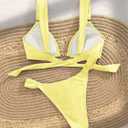 QJQ Women's 2 Piece Cheeky Bikini Sets Tie Back Ring Linked Brazilian Swimsuit Sexy Triangle Bathing Suit (Yellow, S)