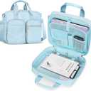 3 Ring Zipper Binder, 2 Inch Ring Binder Organizer Bag with Shoulder Strap Fits 13 Inch Laptop and 500 Sheets, Blue(Empty Bag Only)