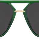 SOJOS Sunglasses for Women & Men, Square, Retro, Polarized Lens, Trendy Aviator, 90s Shades (Green/Grey)