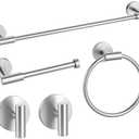 Brushed Nickel Bathroom Hardware Accessories Set, Bathroom Towel Holder Set 5 Pieces, SUS304 Stainless Steel Towel Bar Set Wall Mounted-19 Inch Towel Bar, Paper Towel Holder, Towel Hooks, Towel Ring