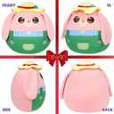 Hopearl Farmer Bunny Plush Toy, Stuffed Animal Rabbit Pillow Huggable Stuffed Animal, Smooth Plushies Pillow, for Kids Boys Girls, Pink, 12'' (Bunny)