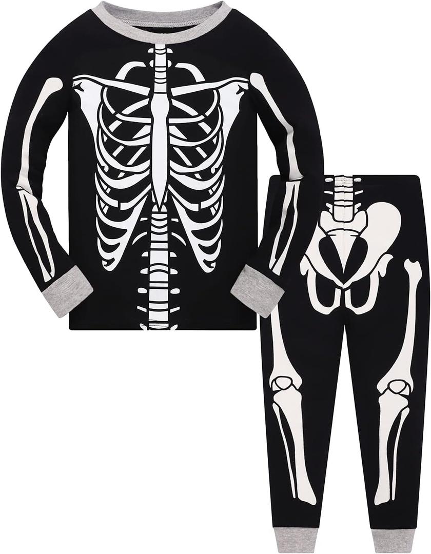 Toddler Boys Skeleton Pajamas Sets Kids Pumpkin Sleepwear Boys Halloween 2 Pcs PJS (5T)