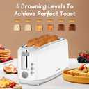 SEEDEEM 4 Slice Toaster, Extra Wide Slots Bread Toaster with 6 Shade Settings, Bagel/Cancel/Defrost/Reheat Functions, Removable Crumb Tray, Auto Shut-Off, White