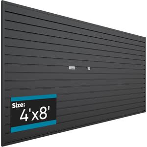 Brakki PVC Slat Wall Paneling 4x8 ft, Garage Organizer Storage System, Black Slatwall Panels for Garage Organization Product, Heavy Duty Wall Mounted Tool Storage for Home