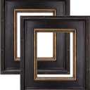Creative Mark Museum Plein Aire Ornate Picture Frame - 12x16 - Antique Black W/Gold - Pack of 2, High-End Antique Style Frames - Open Back with No Glass or Backing