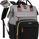 LOVEVOOK Laptop Backpack for Women, 15.6'' Waterproof Nurse Bag Teacher Work Backpack Purse for Women, Travel Computer Backpack for College Office Business Ladies (Gray Black)