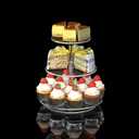 LoengMax 3-Tier Rotating Cupcake Stand, Clear Acrylic 360° Spinning Dessert Display Tower for Cakes & Pastries, Serving Stand for Weddings, Birthdays, Parties