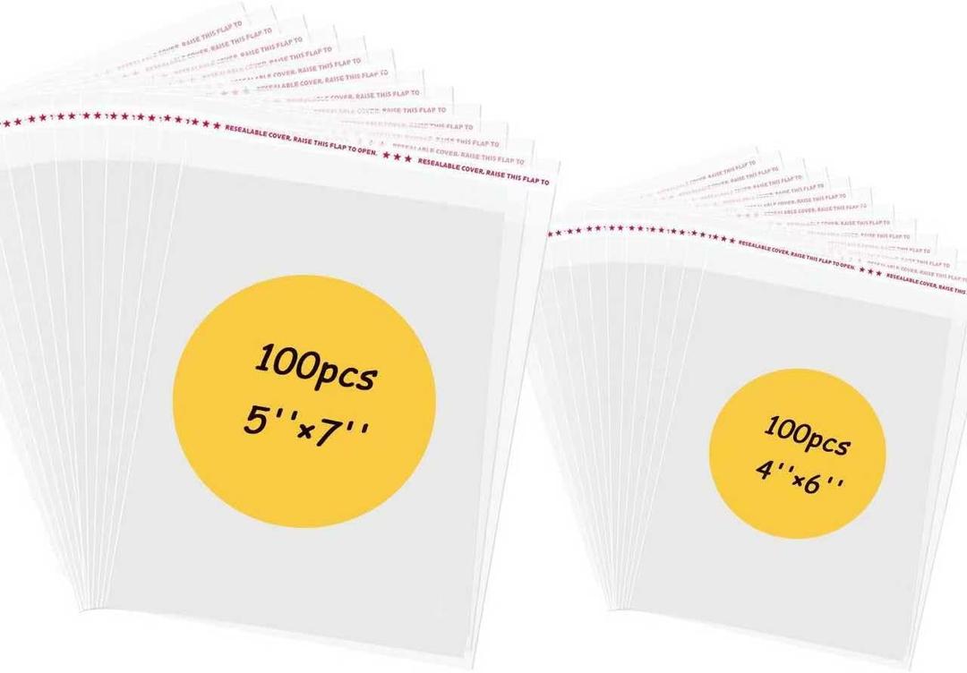 200 PCS Cookie Bags, Clear Self Sealing Cellophane Bags 4x6, 57 Inches, for Packaging Cookies, Candy, gifts and Products