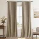Hokibero Room Darkening Curtains 2 Panel Sets Linen Drapes 96 Inch Long for Bedroom Living Room Nursery Sliding Door Back Tab Thermal Blackout Curtains for Farmhouse Elegant Window Curtain Khaki 8 Ft