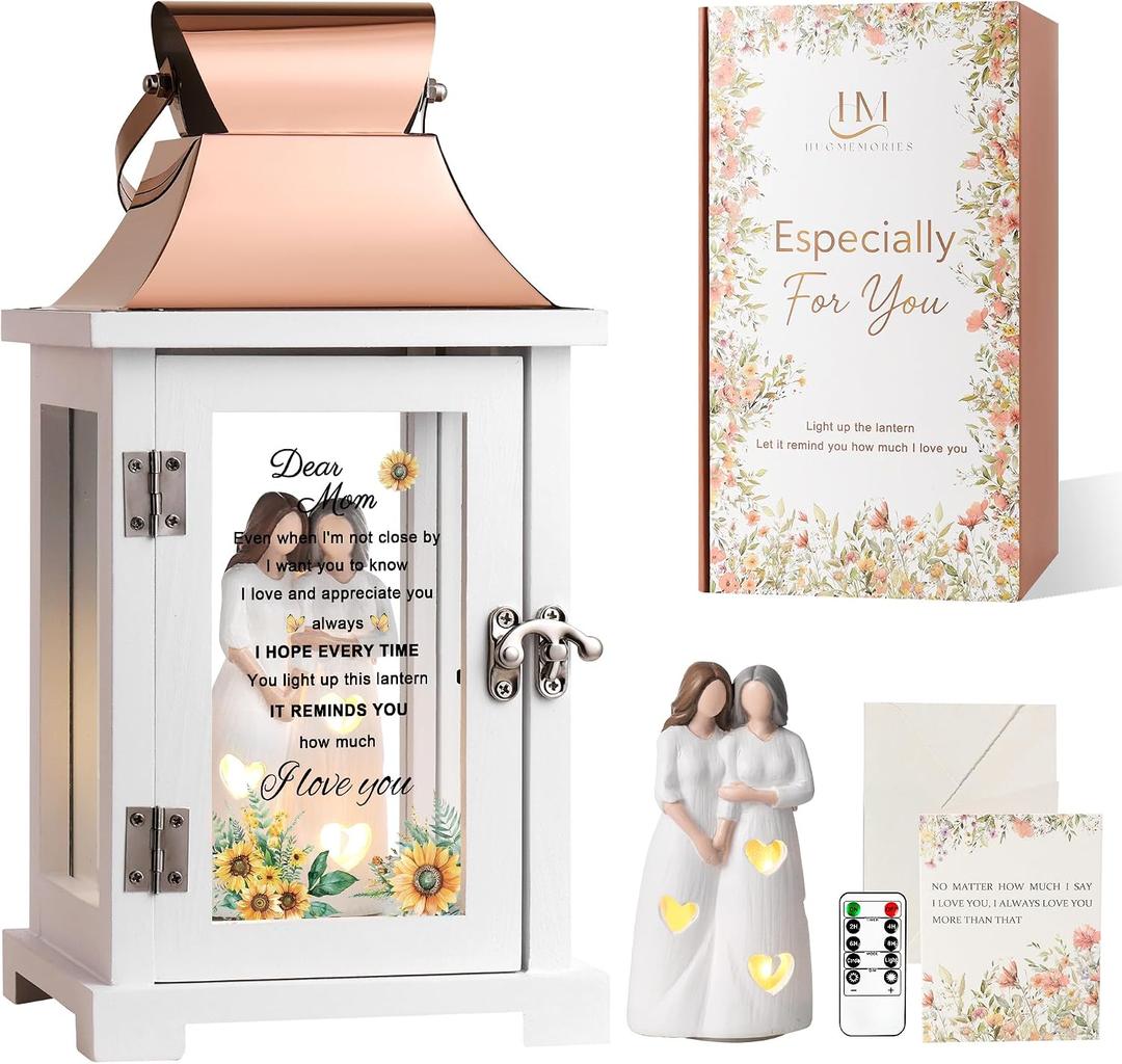Birthday Gifts for Mom from Daughter, for Mom, Special Mom Gifts for Birthday, Lantern with Mother and Daughter Hand Painted Figure