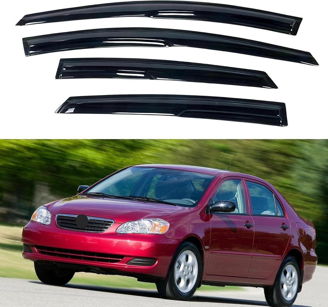 IG Window Visors Fit for 2003-2008 Toyota Corolla, Out-Channel Rain Guards Vent Wind Deflectors 4PC, Car Accessories for 03-08 Corolla