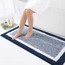 OLANLY Bathroom Runner Rugs 47x24, Extra Soft and Absorbent Microfiber Bath Rugs, Non-Slip, Machine Washable, Quick Dry Shaggy Bath Carpet, Long Bath Mats for Bathroom Floor, Tub, Shower, Navy