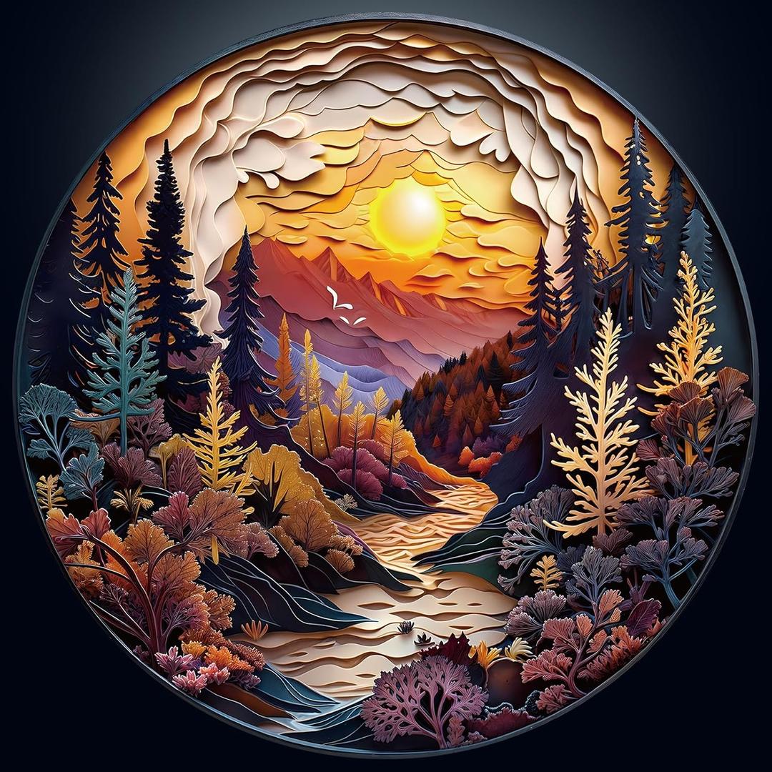 Masseruon Round Puzzles for Adults 1000 Pieces-Naturelish Puzzle-26.6 * 26.6in Jigsaw Puzzles with HD Matte Finish-Hard Impossible Difficult Puzzle for Adult-Challenging Gift for Puzzle Lovers