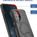 Ysnzaq Crossbody Lanyard Case for Samsung Galaxy A25, Heavy Duty Shockproof Protective Cover with Magnetic Bracket for Galaxy A25, DJ Carbon Black