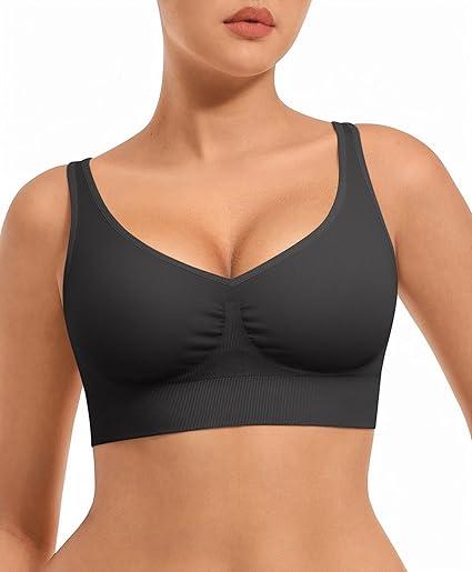 FeelinGirl Bralettes for Women with Support Comfortable Bras No Underwire Seamless Everyday Bras, Black, XXL Size