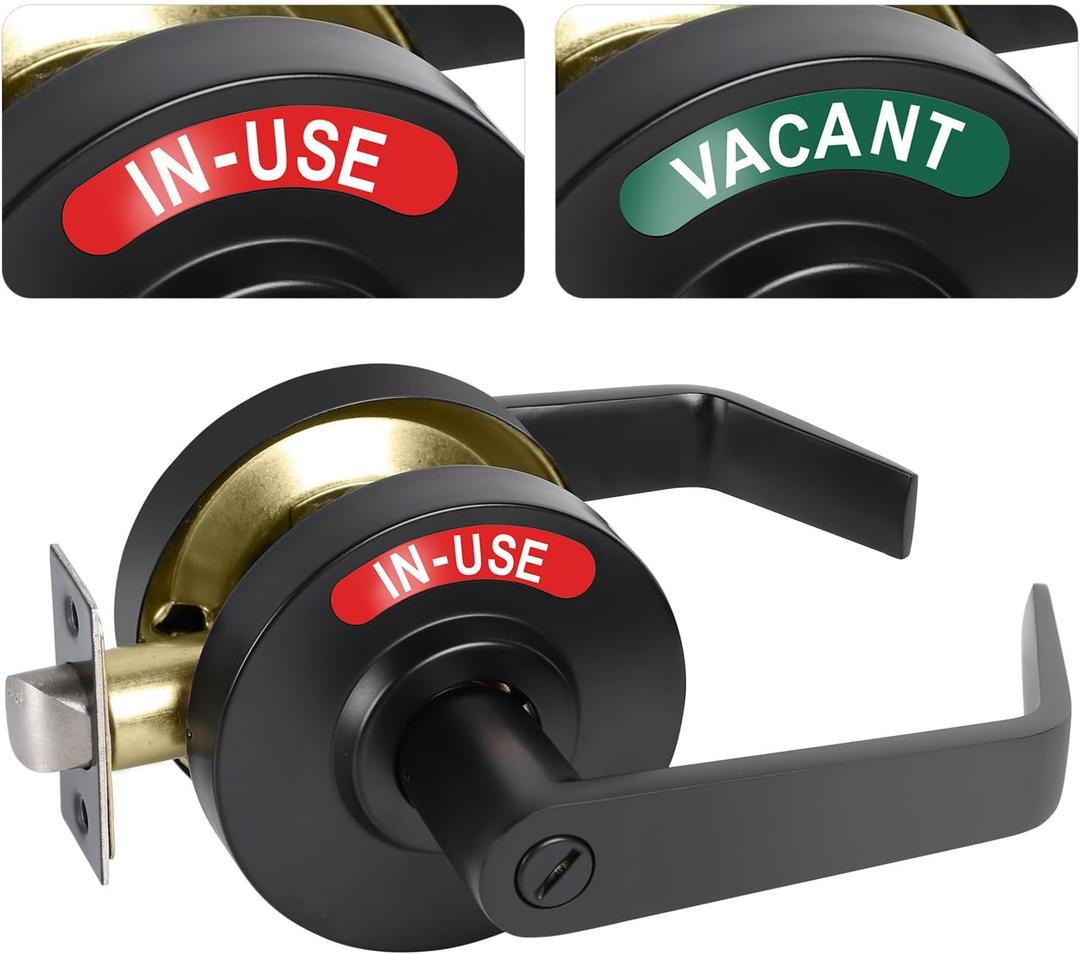 Privacy Indicator Door Lock Inuse or Vacant, Occupied Bathroom Door Handle, Commercial Grade Bathroom Door Handle with Occupancy Indicator, for Restrooms, Office Buildings,Bars (Black)