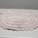 DII Crochet Collection Reversible Bath Mat, Small Oval, 17x24, Dusty Lilac
