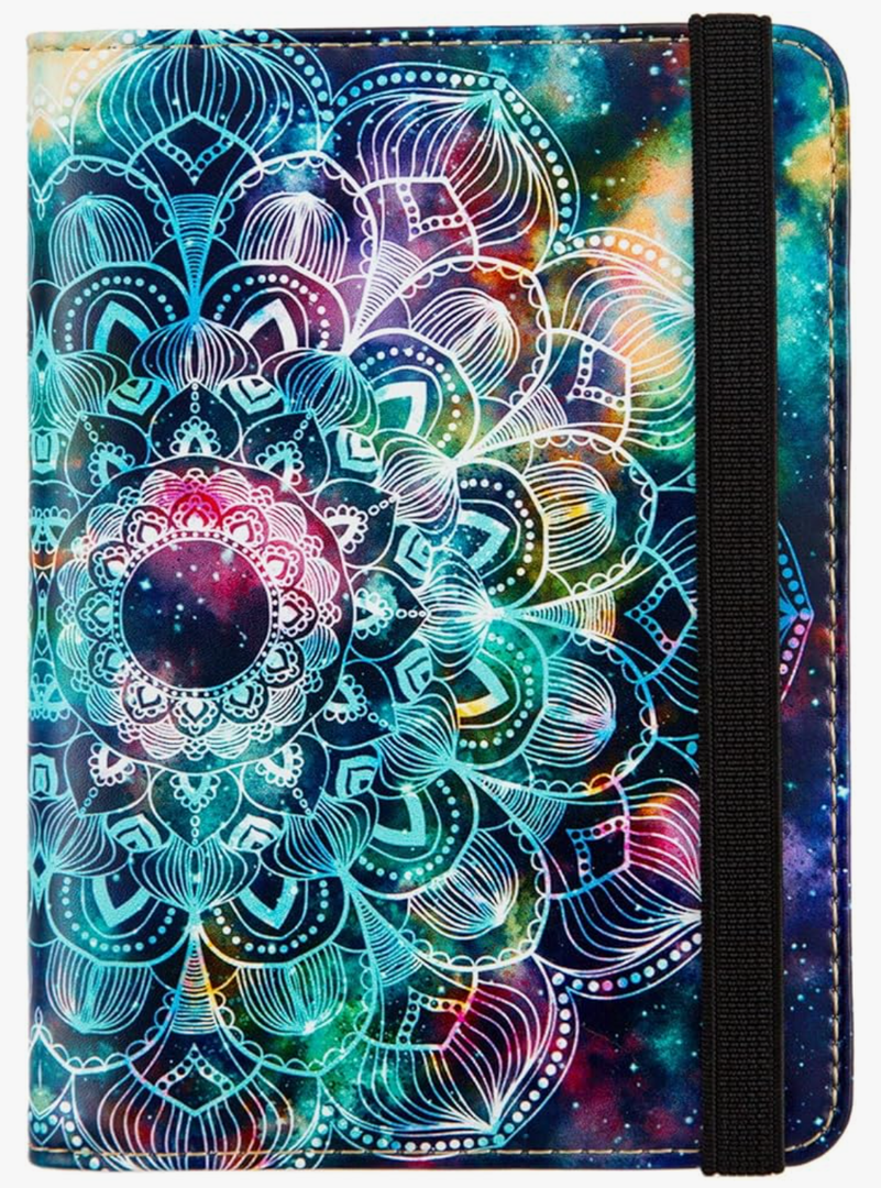 AIRMORS Passport Holder,Passport Cover Rfid Blocking Travel Wallet Cute Personalized Womens Mens Credit Card Wallet (Mandala in the Galaxy)