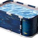 Simcat 45" Large Portable Foldable Bathtub Adult, Separate Family-Friendly SPA Therapy Tub Soaking, Hot SPA/Ice Bath Tub (Cosmic planets)