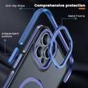Magnetic Case for iPhone 14 Pro Max, with Invisible Ring Stand, Military Drop Protection, Shockproof Anti-Fingerprint Matte Protective Cover for iPhone 14 Pro Max, Blue