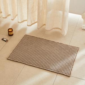 TYUU Waffle Bath Mat, Boho Bathroom Rugs Non Slip Washable Super Absorbent Quick Dry Bath Mat Farmhouse Bathroom Decor, 30"x20" Beige