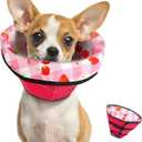 Soft Dog Cone Collar After Surgery: Adjustable Long Foldable Comfy Recovery Shame Elizabethan Stop Licking Small Medium Large Dogs (Red, S) (S(Neck:7.9"-10.6"))