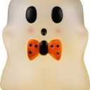 Mr. Halloween 18 in Ghost Candy Bowl with LED Lights, Blow Mold Trick or Treat Holder, Vintage Inspired Light Up Candy Dish