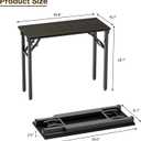 TEMI Small Computer Desk Folding Table - 35.8" Foldable Office Desk, No Assembly, Perfect for Small Spaces in Bedroom, or Apartment, Portable Mini Desk or Study Table Compact Design, Dark Oak