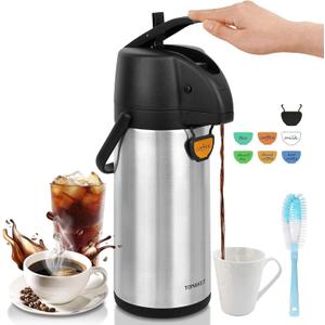 Airpot Coffee Dispenser Thermal with Pump,3L/102 Oz Insulated Stainless Steel Large Airpot Coffee Carafe Lever Action for Hot/Cold Water,Thermal Carafe for Hot Cocoa for Parties (101.4 Ounces)