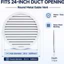 Wesiti 1 Pack Round Gable Vent Fit 24" Opening, Iron, with Mesh, White