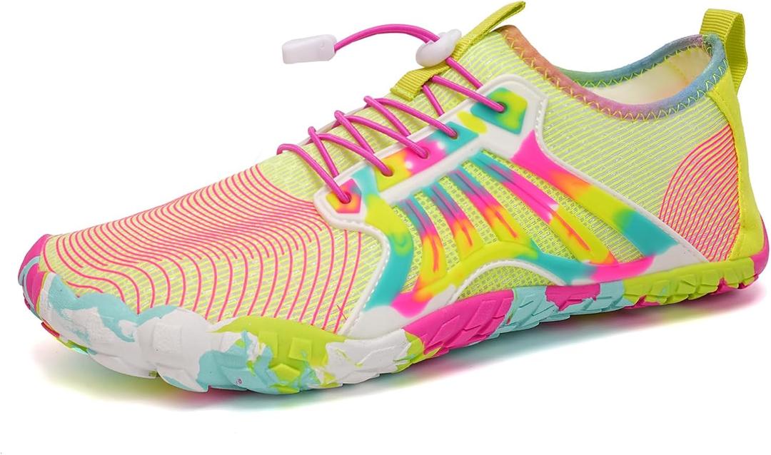 Water Shoes for Men Barefoot Quick-Dry Aqua Sock Outdoor Athletic Sport Shoes for Kayaking, Boating, Hiking, Surfing, Walking (201-yellow/Pink) 8 