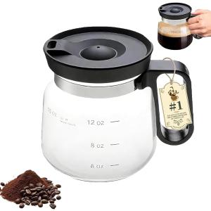 16 Oz Glass Coffee Mug That Looks like a Coffee Pot Style Shape, Mini Heatproof Large Capacity Clear Cup with Travel Lid & Straw for Hot Teas, Hot Chocolate, Office Desk Gift (1pc)