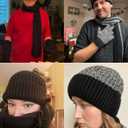 Winter Hats Scarf Set for Men Touchscreen Gloves Warm Knit Beanie Hat Scarves with Fleece Lined Cap (Black)