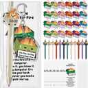 24 Sets Dumpster Fire Funny Coworkers Gifts Ballpoint Pens Acrylic Keychains and Bookmarks Social Worker Gifts for Volunteer Nurse Teacher Administrative Professional Office Employee Team