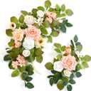 Wedding decor (pack of 2) Welcome Sign Flower Backdrop Garland for Ceremony Reception Wall Easel Home Decoration Entryway Faux Outdoor Board Head Table Decor (Flesh Pink & White)