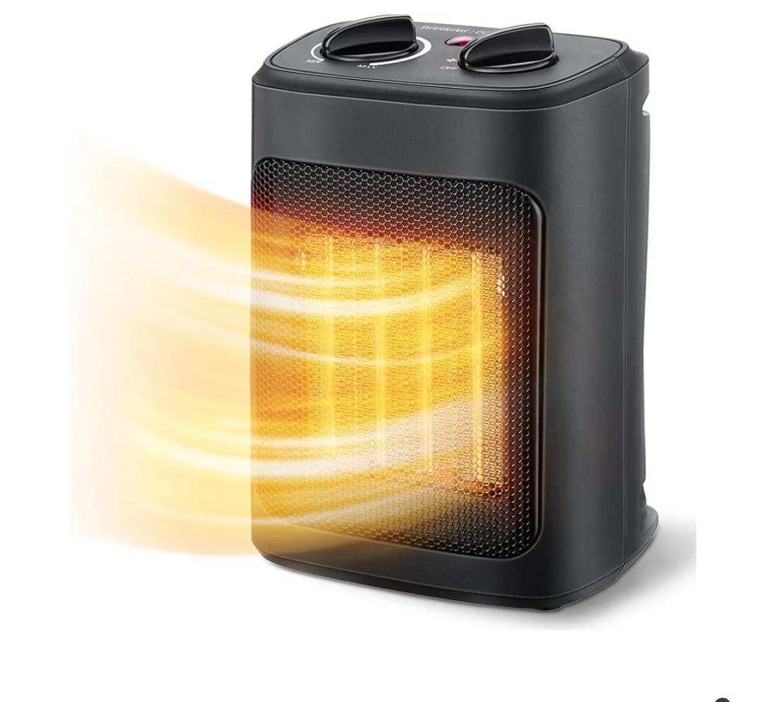Space Heater, 1500W Electric Heaters Indoor Portable with Thermostat, PTC Fast Heating Ceramic Room Small Heater with Heating and Fan Modes for Bedroom, Office and Indoor Use