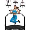 Jumpzylla Fitness Rebounder Trampoline for Adults, Mini Trampoline for Adults with Bar and Elastic Bands, Family Kids & Adult Exercise Trampolines Indoor/Outdoor, 450lbs, 40 inch