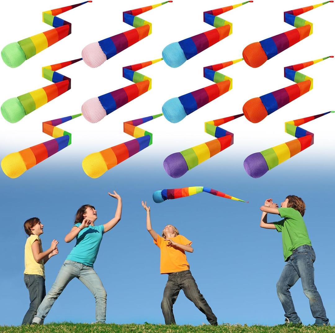 Leyndo 3  Pcs Throw and Catch Ball with Rainbow Tail, Soft Rainbow Play Ball, Sports Comet Balls Playground Toys Bulk for Indoor Outdoor Games Activities Throwing School, 25.59'' Long