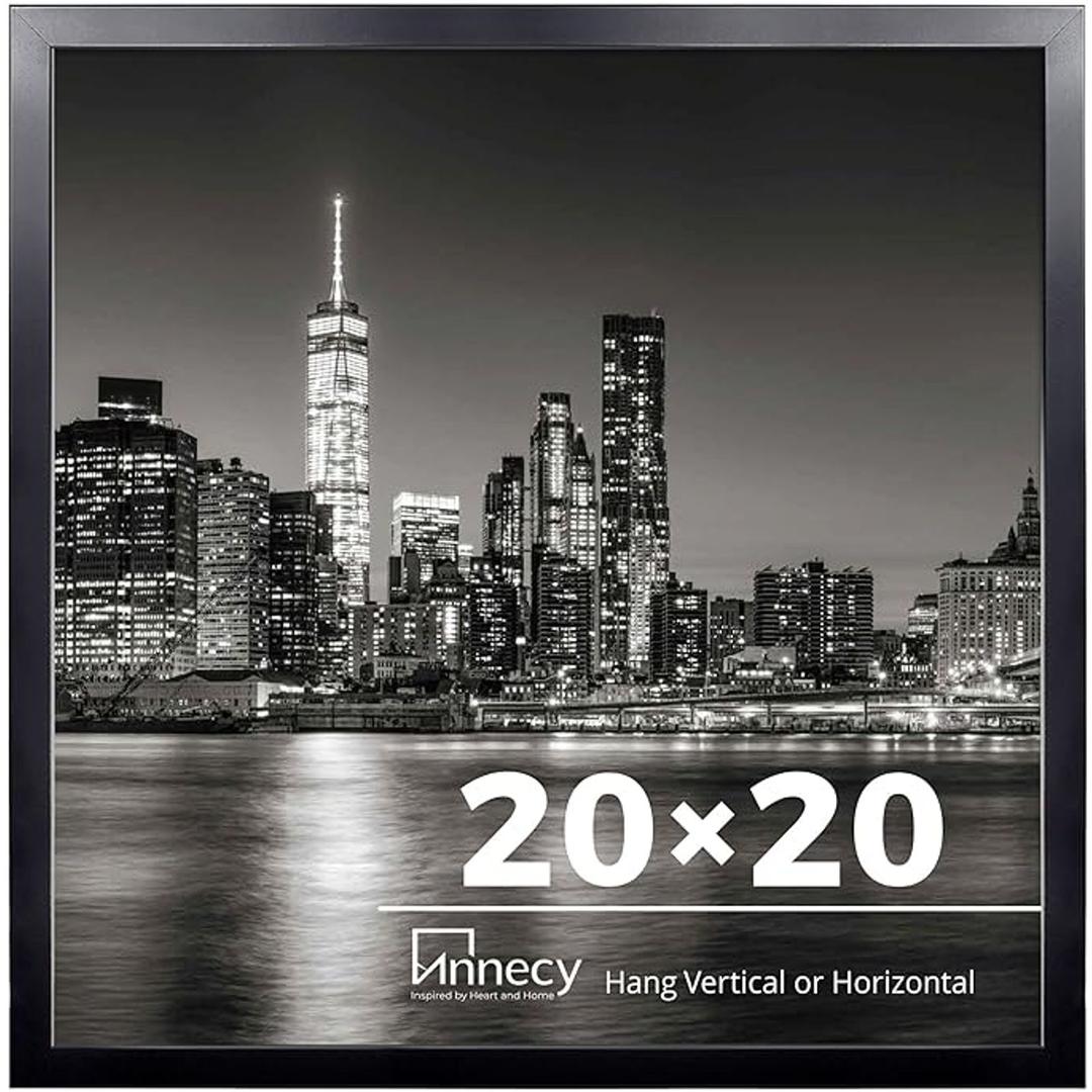 Annecy 20x20 Picture Frame Black（1 Pack）, 20 x 20 Picture Frame for Wall Decoration, Classic Black Minimalist Style Suitable for Decorating Houses, Offices, Hotels