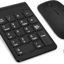 TRELC Wireless Numeric Keypad, Mini 2.4G 18 Keys Number Pad, Portable Silent Financial Accounting Numeric Keypad Keyboard Extensions with Wireless Mouse for Laptop, PC, Desktop, Notebook(Black)