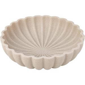 L'ARL GMVOI Large Decorative Bowl - Modern Handicraft Bowls for Home Decor - Fruit Bowl for Kitchen Counter - Key Bowl for Entryway Table - Ruffle Centerpiece Bowl Decor,Artificial Stone Beige