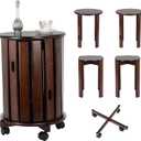 FAHKNS Stackable Stools Set of 4,Wood Chair on Wheels Sturdy and Durable,Dining Chairs Stacking Stools No Installation Required for livingroom Kitchen,Top Stackable Round Stool