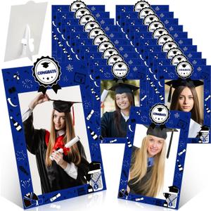 24 Pcs Graduation Frames 4x6 Bulk Class of 2026 Cardboard Paper Picture Frame with Stand for 2026 Congrats Grad DIY Crafts Photo Frame Display School Party Favors(Blue)