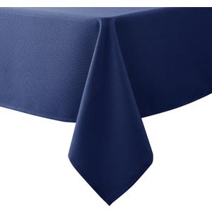 Biscaynebay Textured Fabric Tablecloths 52x70 Inches Rectangular, Navy Water Resistant Tablecloths for Dining, Kitchen, Wedding and Parties etc. Machine Washable