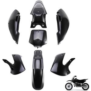 Fancemot Dirt Bike Plastics Kit – Heavy-Duty ABS Fender Fairing Kit Compatible with Kawasaki KLX110 2004-2012, KX65 2000-2013, Suzuki DRZ110 2003-2005 – Thicker Plastic Body Panels (Black)