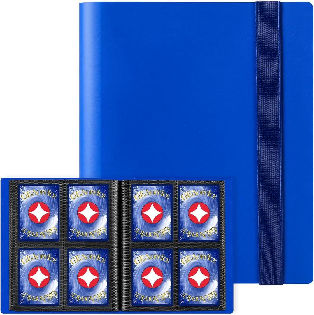 GEAoffice 4 Pocket Card Binder - Small Trading Card Collection Album Folder - 160 Side Loading Pocket Binder for TCG, MTG, Sports & Game Cards - Gifts for Card Boys (Dark Blue)