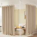 Room Divider Curtain Rod, No Drilling Tension Rod for Room Separation, 4-10ft(H)28-114inch(W) Adjustable Heavy Duty Floor to Ceiling Wall Divider Room Partition Privacy Separator, White