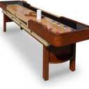Hathaway Merlot 12 Foot Shuffleboard Table for Family Game Room - with Lacquer Coated Playfield, Built-in Scorer and Cabinet, Climate Adjusters, Leg Levelers, 8 Pucks, Brush, and Wax - Walnut Finish