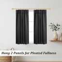Lino Rosa 30 Inch Length Custom Curtains for Small Windows,Pinch Pleated Cafe Blackout RV Blinds for Travel Trailers Front Window,Black